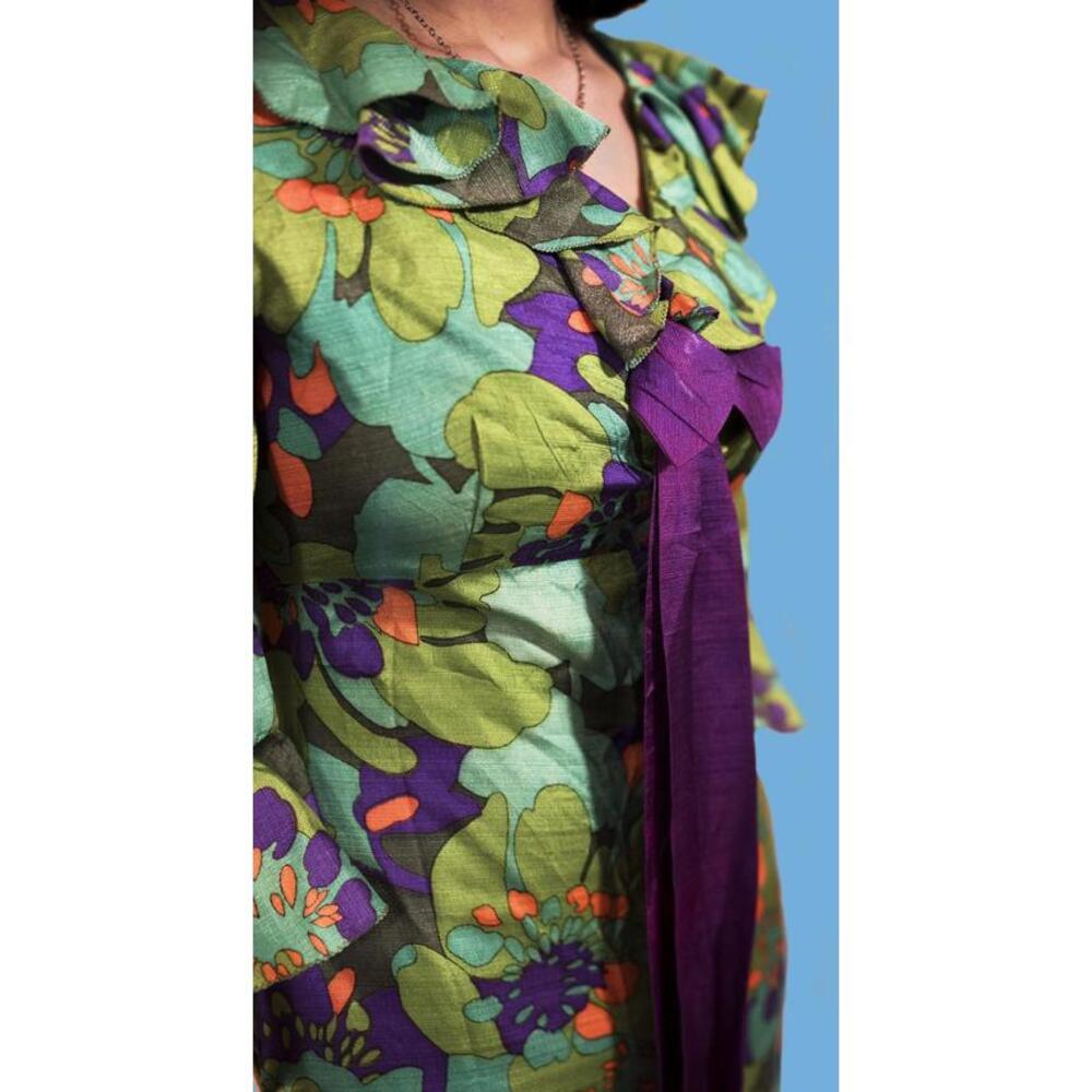 Vintage Bards Toronto Floral Jumpsuit Ruffle Eclectic Fairy Retro Groovy Big Bow